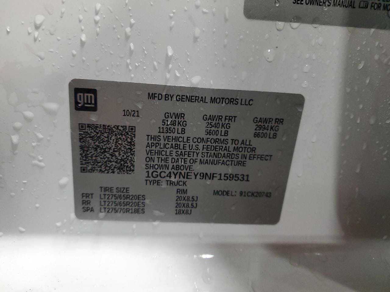 
								1GC4YNEY9NF159531 2022 CHEVROLET SILVERADO K2500 full									
